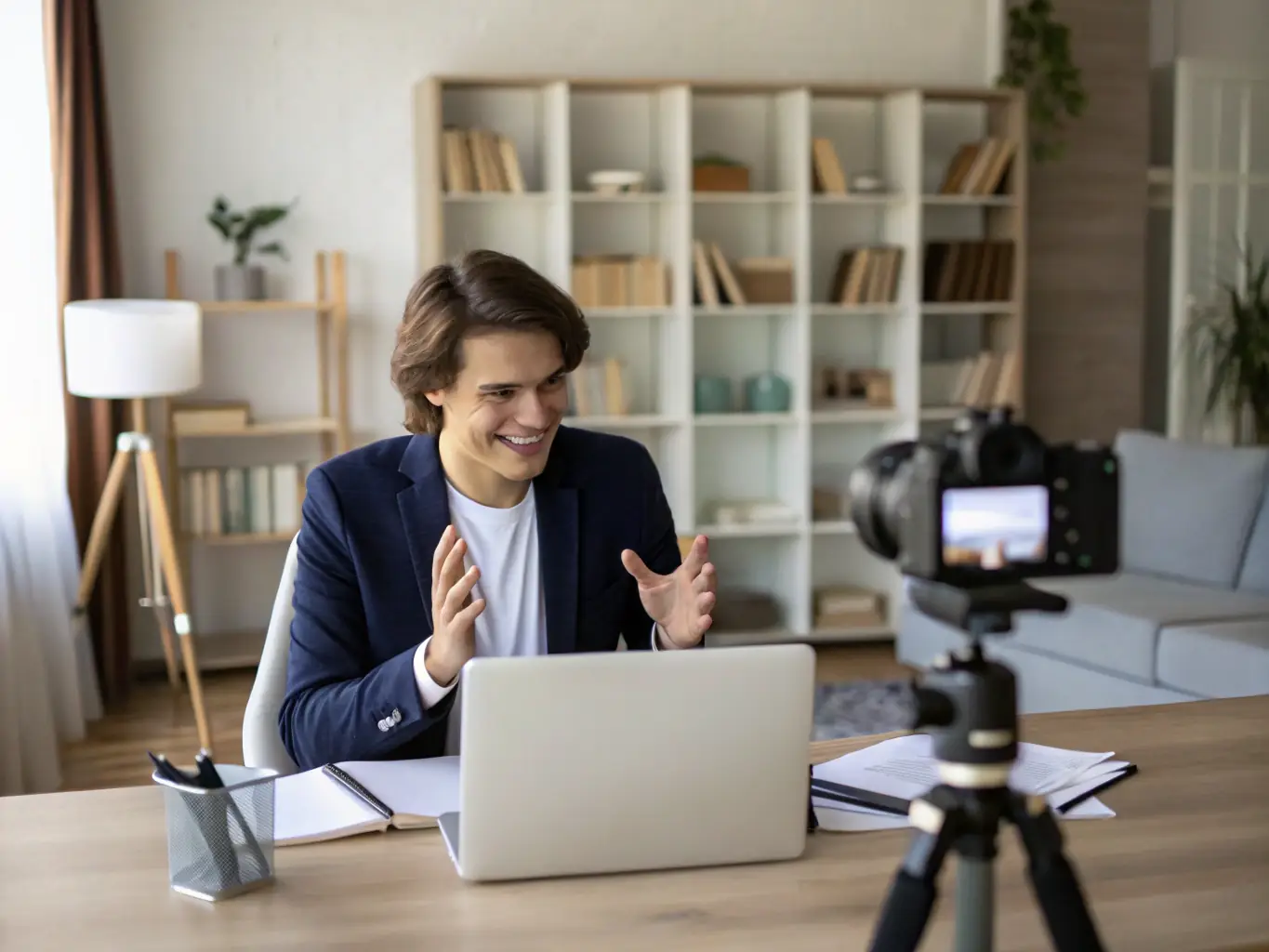 A professional video blogger is seen reviewing the benefits package of the 51chigua.com Elite Club, highlighting the exclusive features and support available to members.